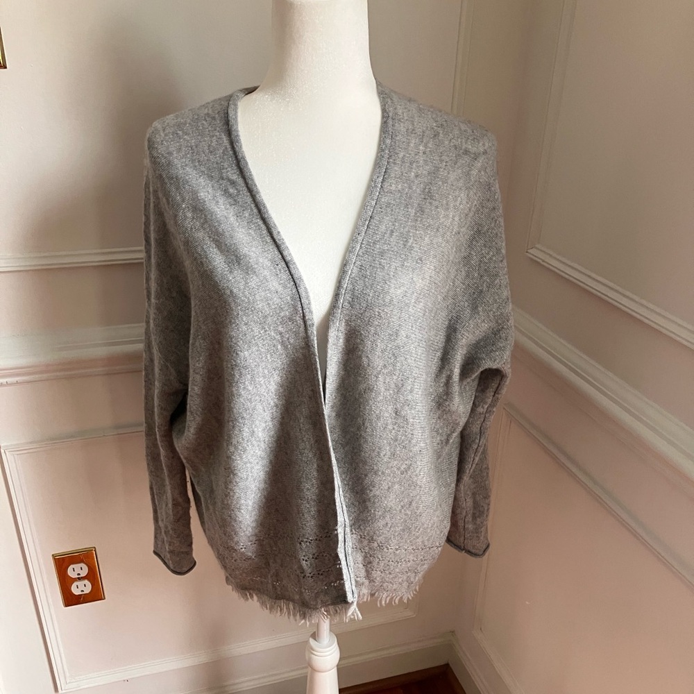 Velvet  Light Gray Cashmere Cardigan | Preppy - Quiet Luxury